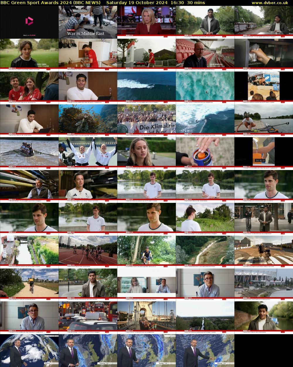 BBC Green Sport Awards 2024 (BBC NEWS) Saturday 19 October 2024 16:30 - 17:00