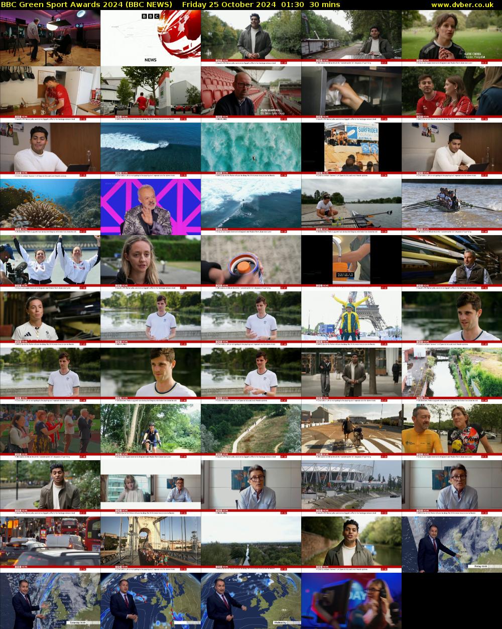 BBC Green Sport Awards 2024 (BBC NEWS) Friday 25 October 2024 01:30 - 02:00