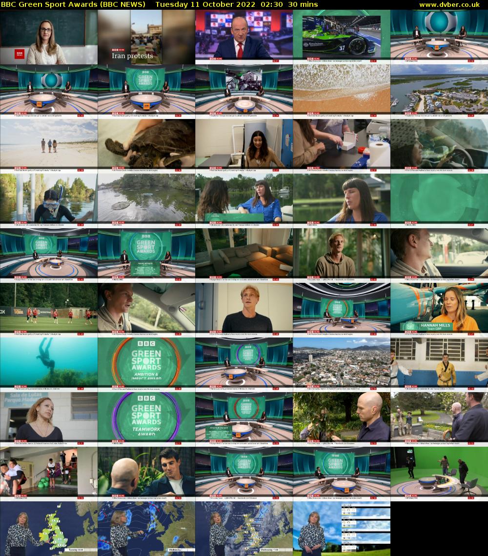 BBC Green Sport Awards (BBC NEWS) Tuesday 11 October 2022 02:30 - 03:00