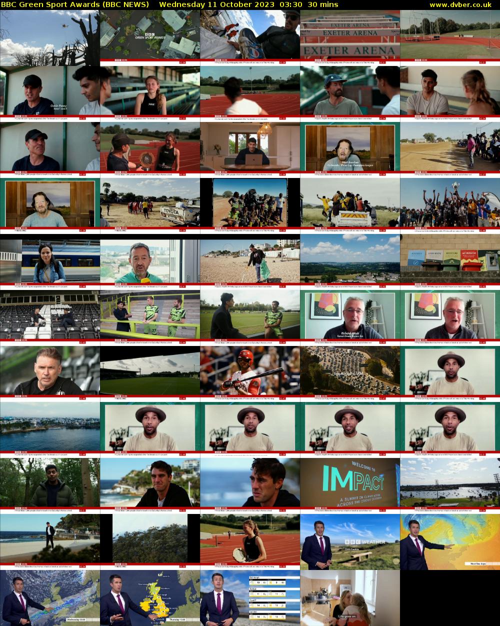 BBC Green Sport Awards (BBC NEWS) Wednesday 11 October 2023 03:30 - 04:00