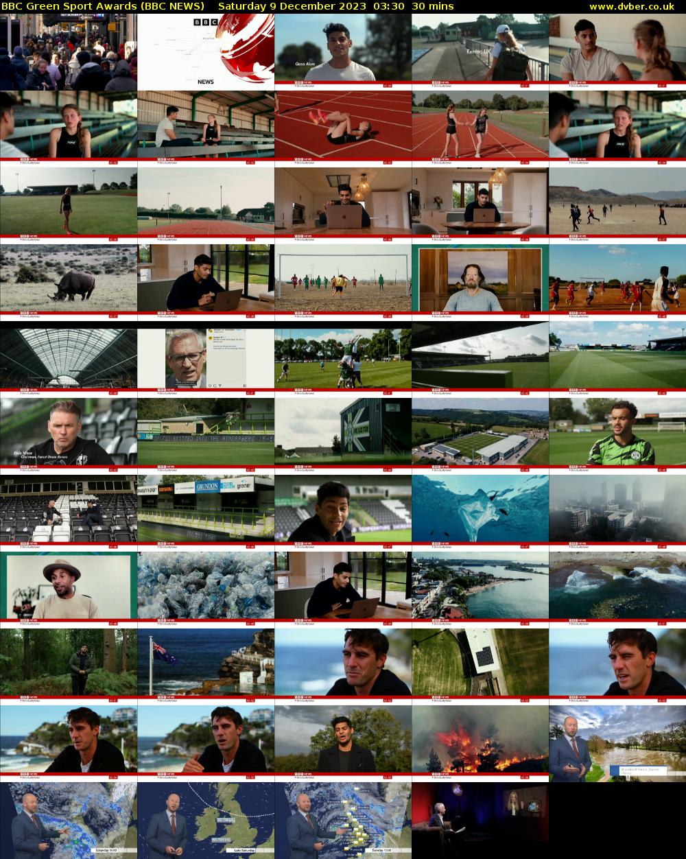 BBC Green Sport Awards (BBC NEWS) Saturday 9 December 2023 03:30 - 04:00