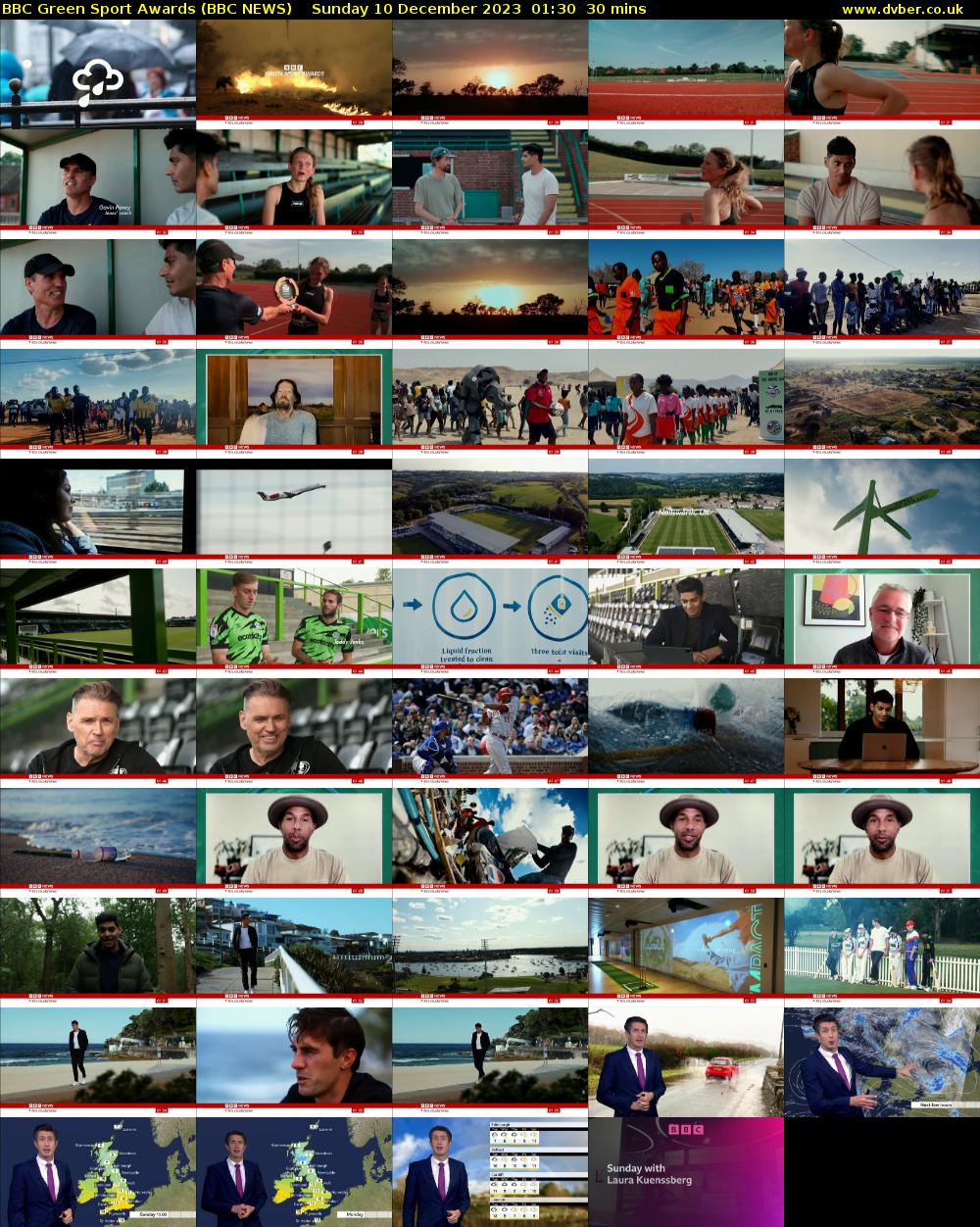 BBC Green Sport Awards (BBC NEWS) Sunday 10 December 2023 01:30 - 02:00