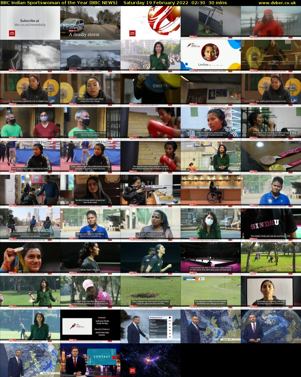 BBC Indian Sportswoman of the Year (BBC NEWS) Saturday 19 February 2022 02:30 - 03:00
