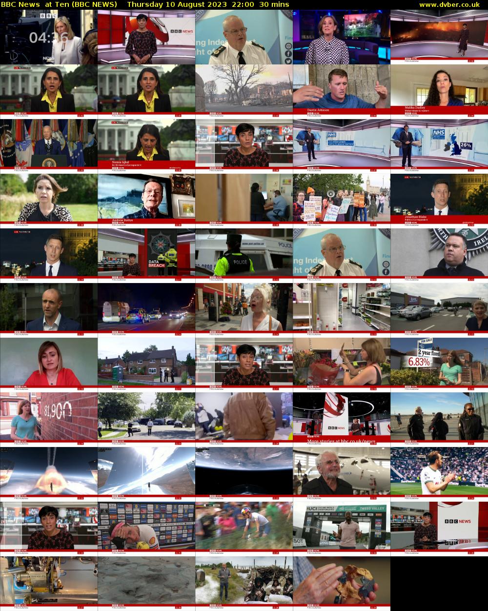 BBC News  at Ten (BBC NEWS) Thursday 10 August 2023 22:00 - 22:30