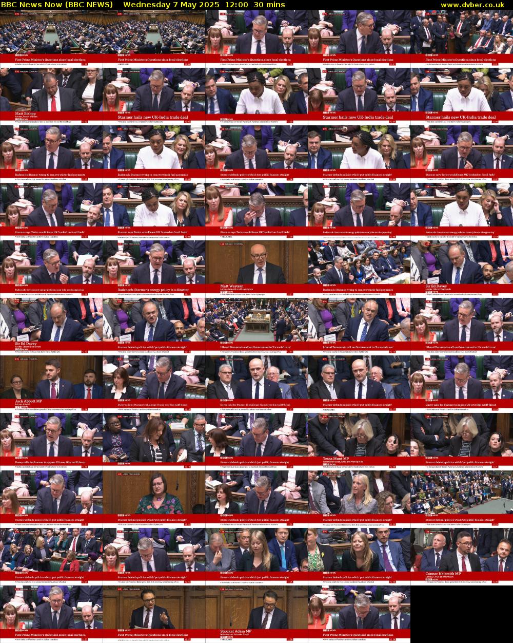 BBC News Now (BBC NEWS) Wednesday 7 May 2025 12:00 - 12:30