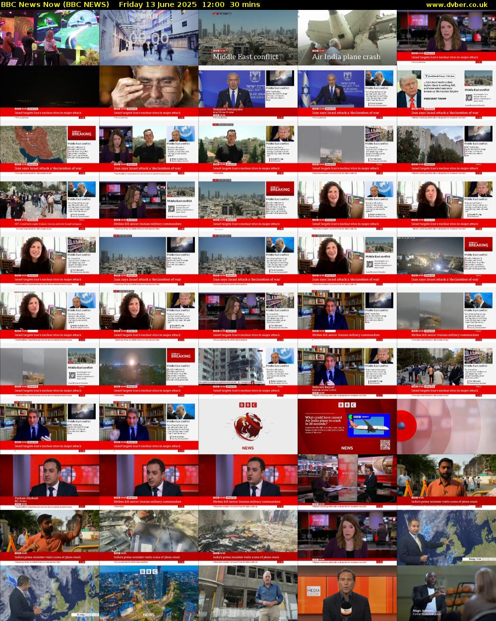 BBC News Now (BBC NEWS) Friday 13 June 2025 12:00 - 12:30