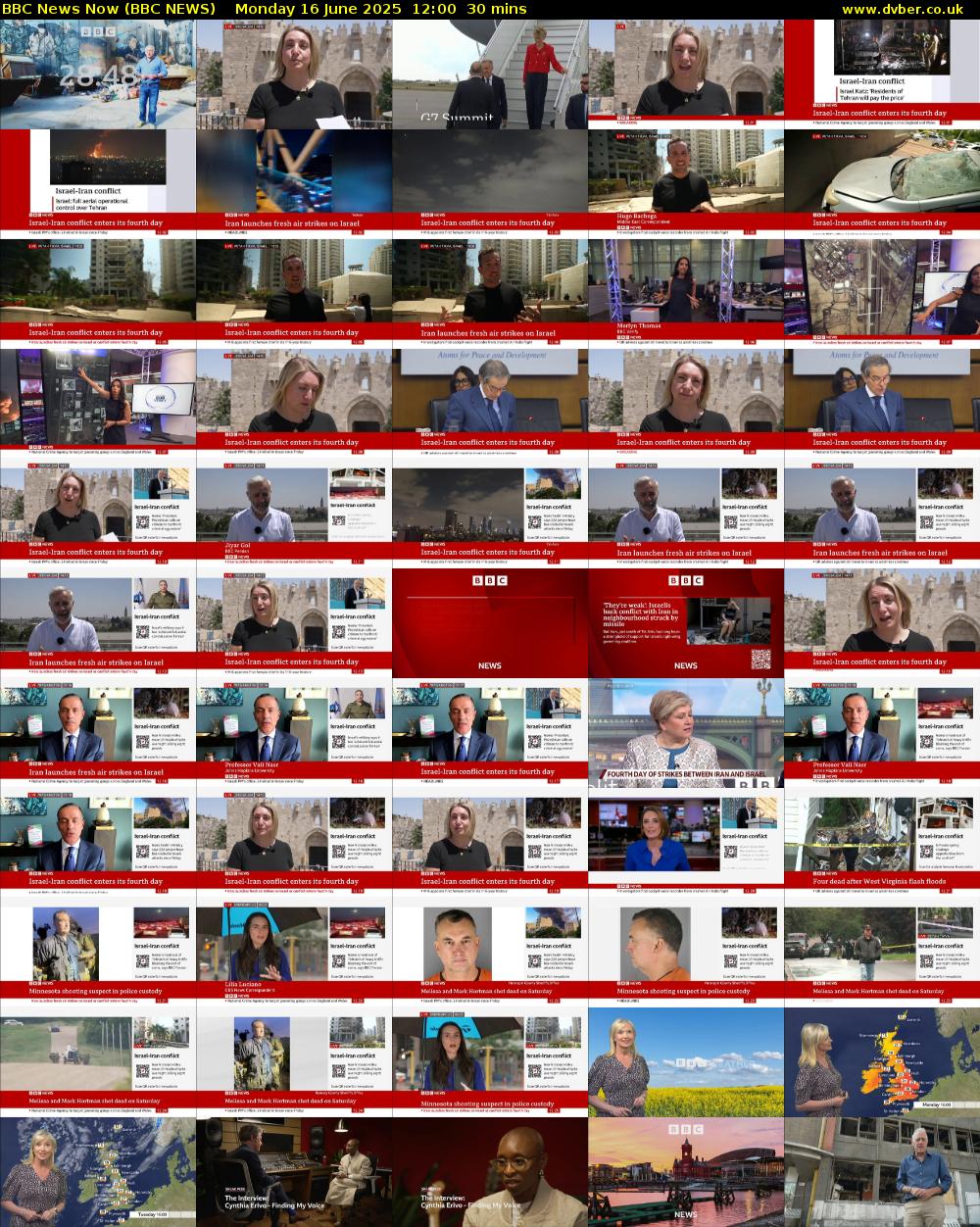 BBC News Now (BBC NEWS) Monday 16 June 2025 12:00 - 12:30