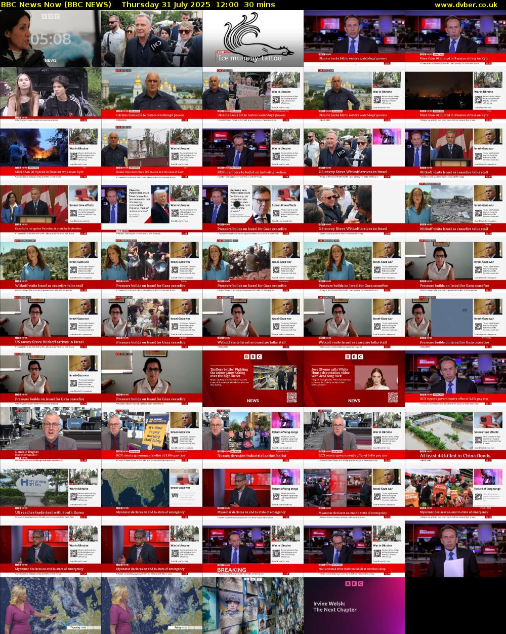 BBC News Now (BBC NEWS) Thursday 31 July 2025 12:00 - 12:30