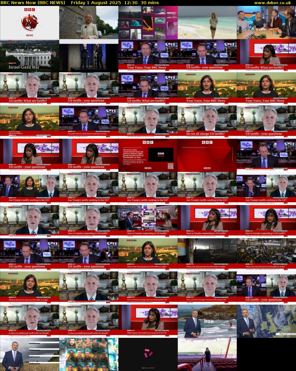 BBC News Now (BBC NEWS) Friday 1 August 2025 12:30 - 13:00
