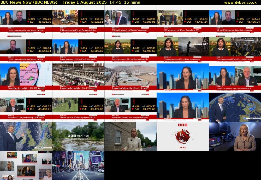 BBC News Now (BBC NEWS) Friday 1 August 2025 14:45 - 15:00