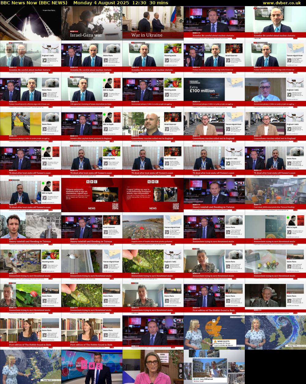BBC News Now (BBC NEWS) Monday 4 August 2025 12:30 - 13:00