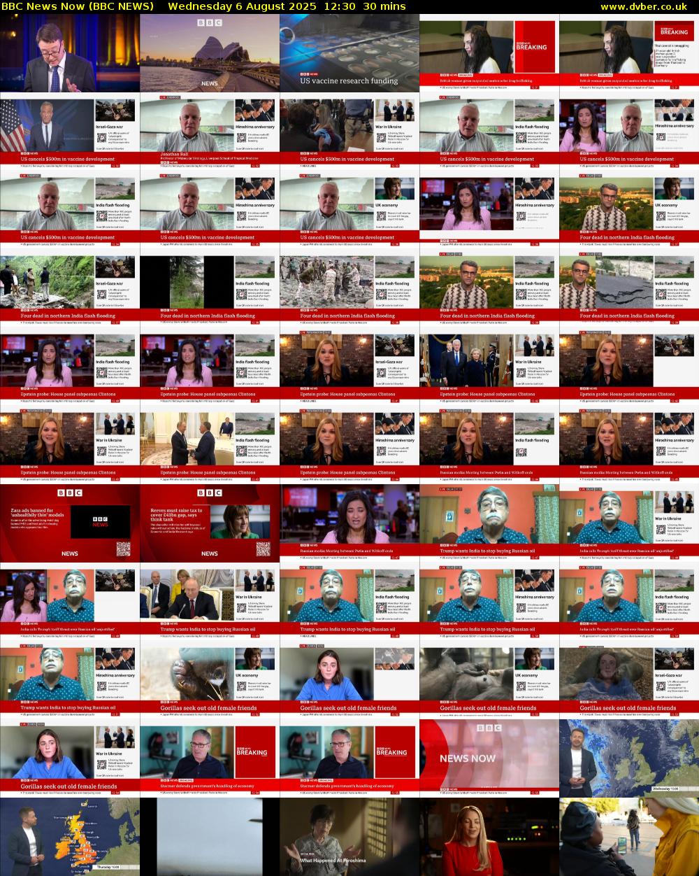 BBC News Now (BBC NEWS) Wednesday 6 August 2025 12:30 - 13:00