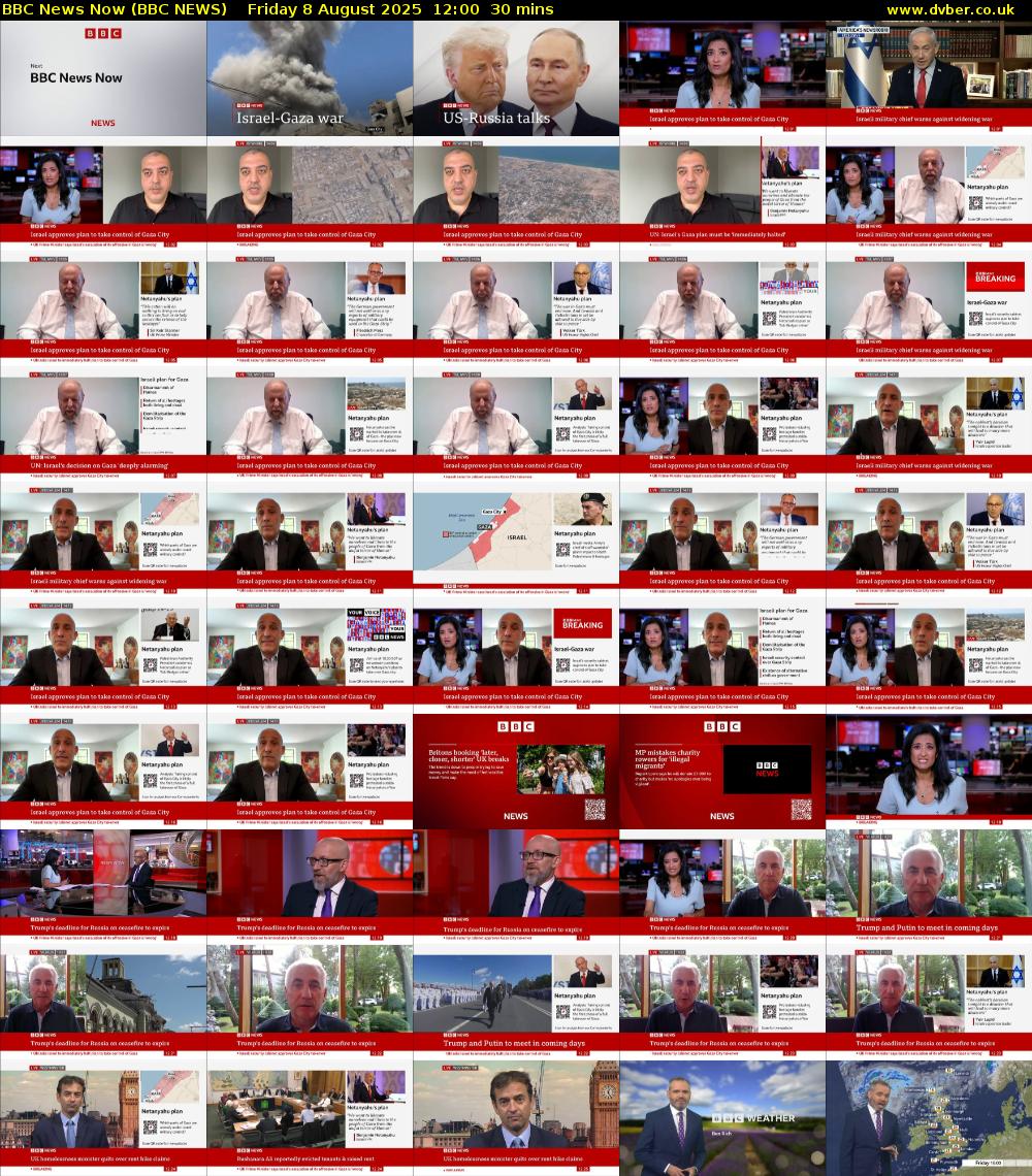 BBC News Now (BBC NEWS) Friday 8 August 2025 12:00 - 12:30