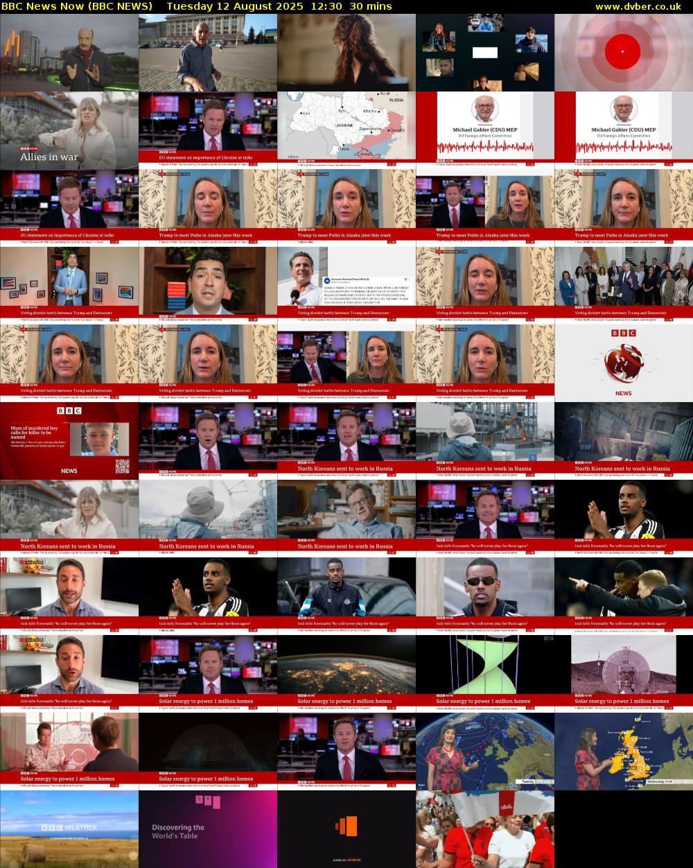 BBC News Now (BBC NEWS) Tuesday 12 August 2025 12:30 - 13:00