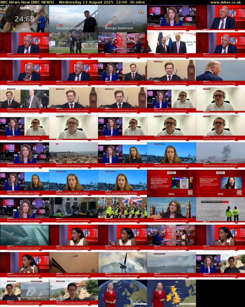 BBC News Now (BBC NEWS) Wednesday 13 August 2025 12:00 - 12:30