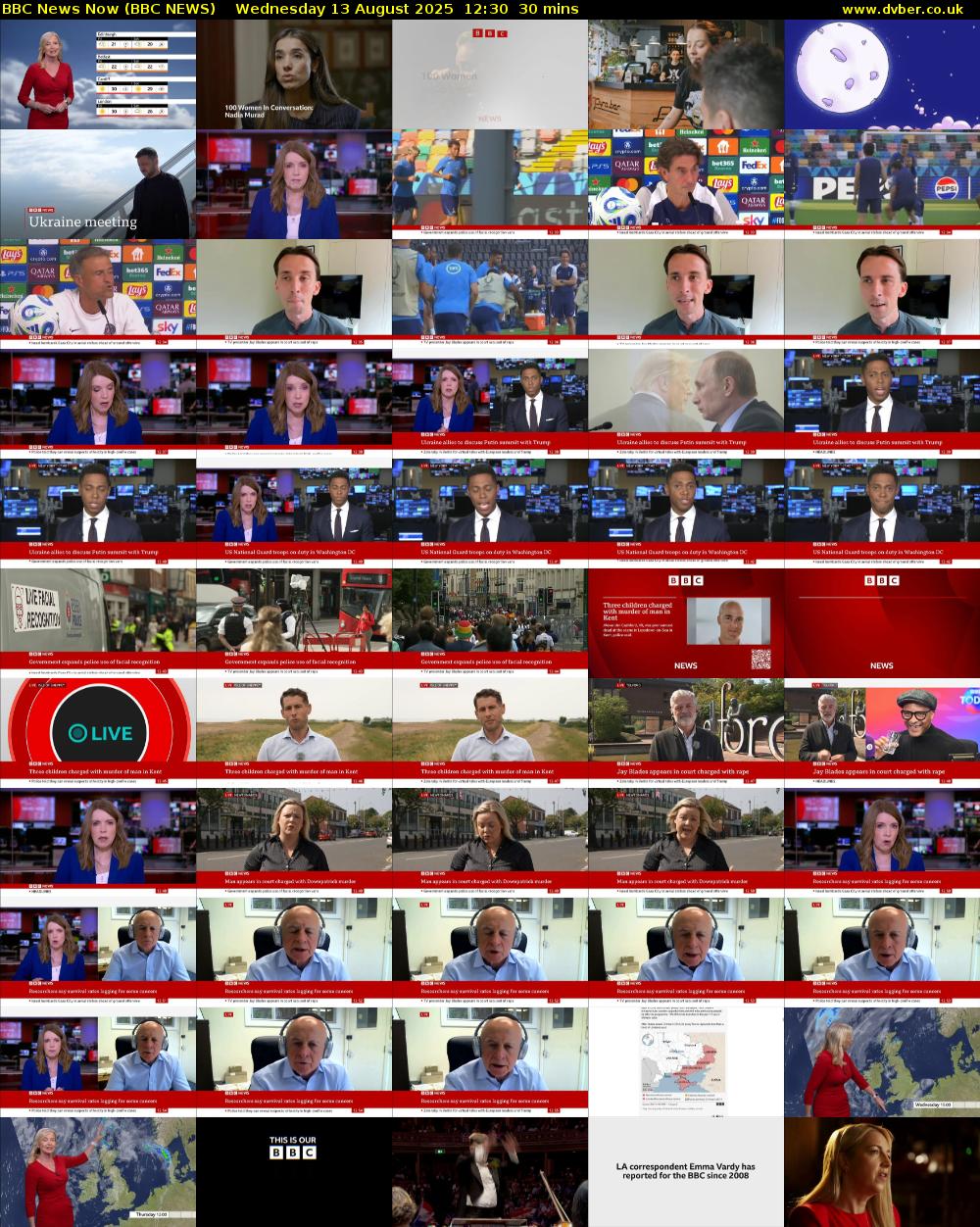 BBC News Now (BBC NEWS) Wednesday 13 August 2025 12:30 - 13:00