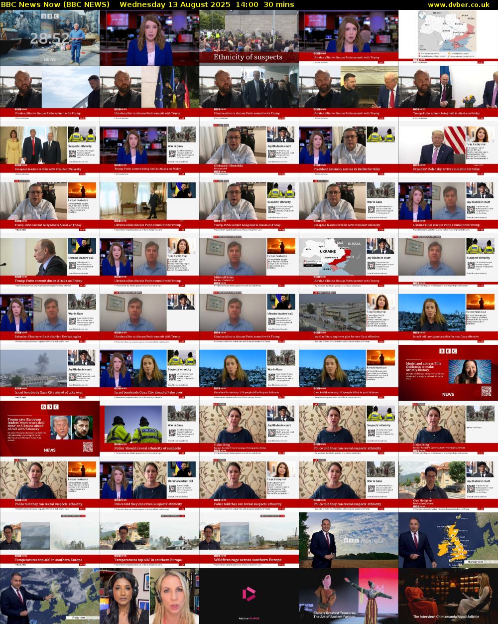 BBC News Now (BBC NEWS) Wednesday 13 August 2025 14:00 - 14:30