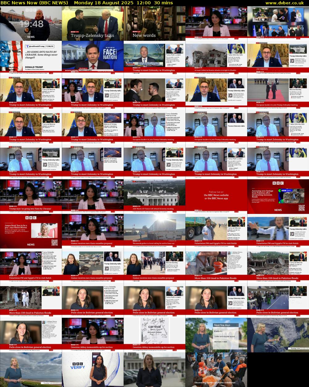 BBC News Now (BBC NEWS) Monday 18 August 2025 12:00 - 12:30