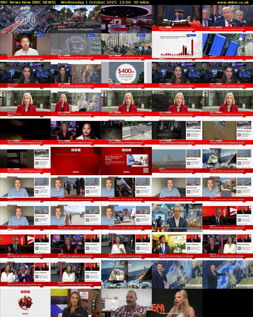 BBC News Now (BBC NEWS) Wednesday 1 October 2025 12:00 - 12:30