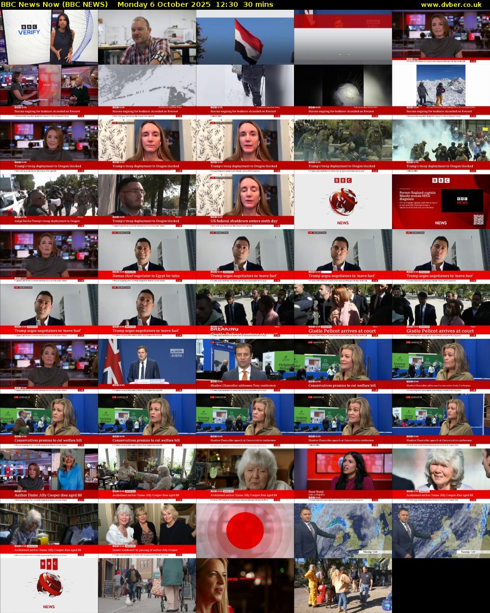 BBC News Now (BBC NEWS) Monday 6 October 2025 12:30 - 13:00