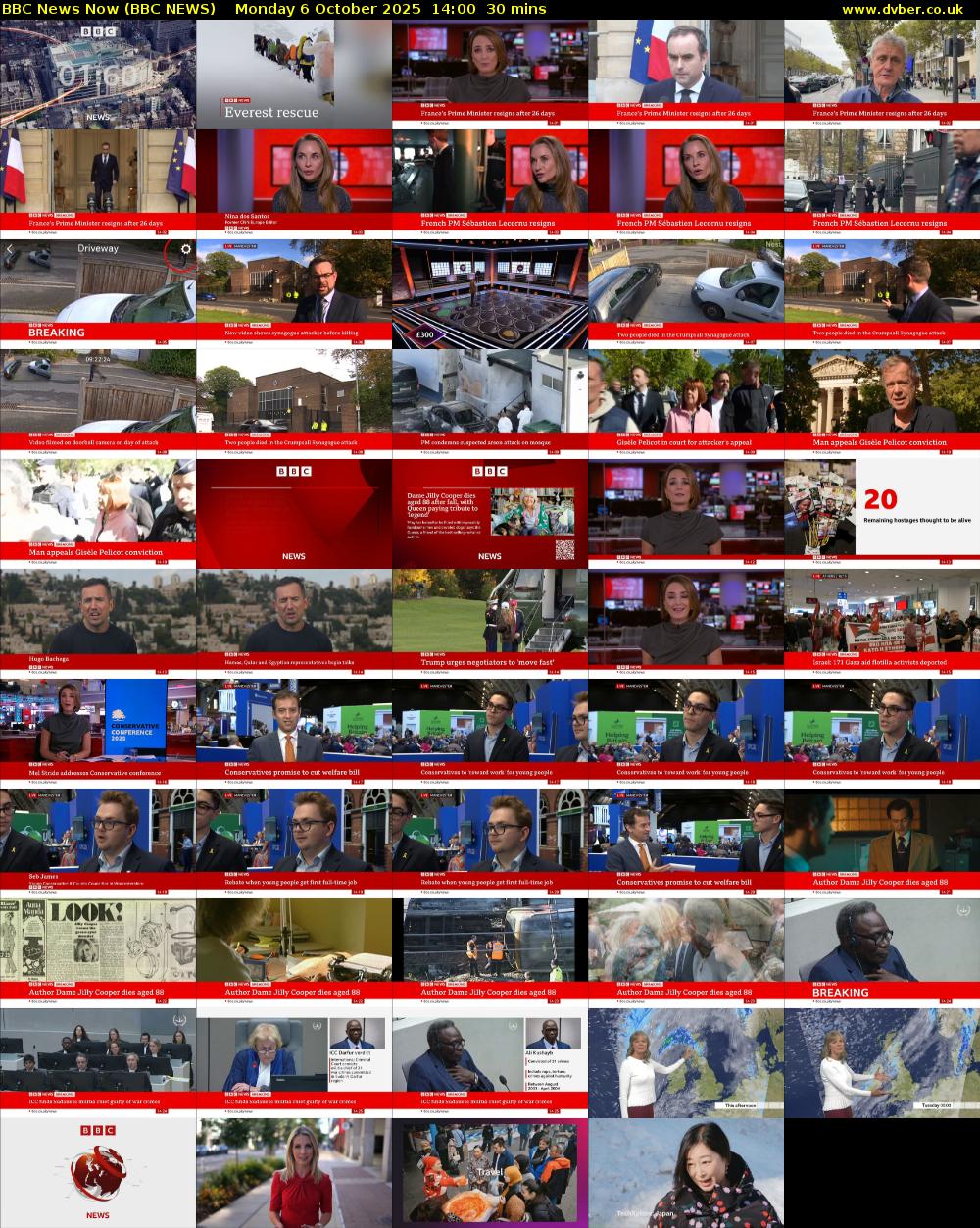 BBC News Now (BBC NEWS) Monday 6 October 2025 14:00 - 14:30