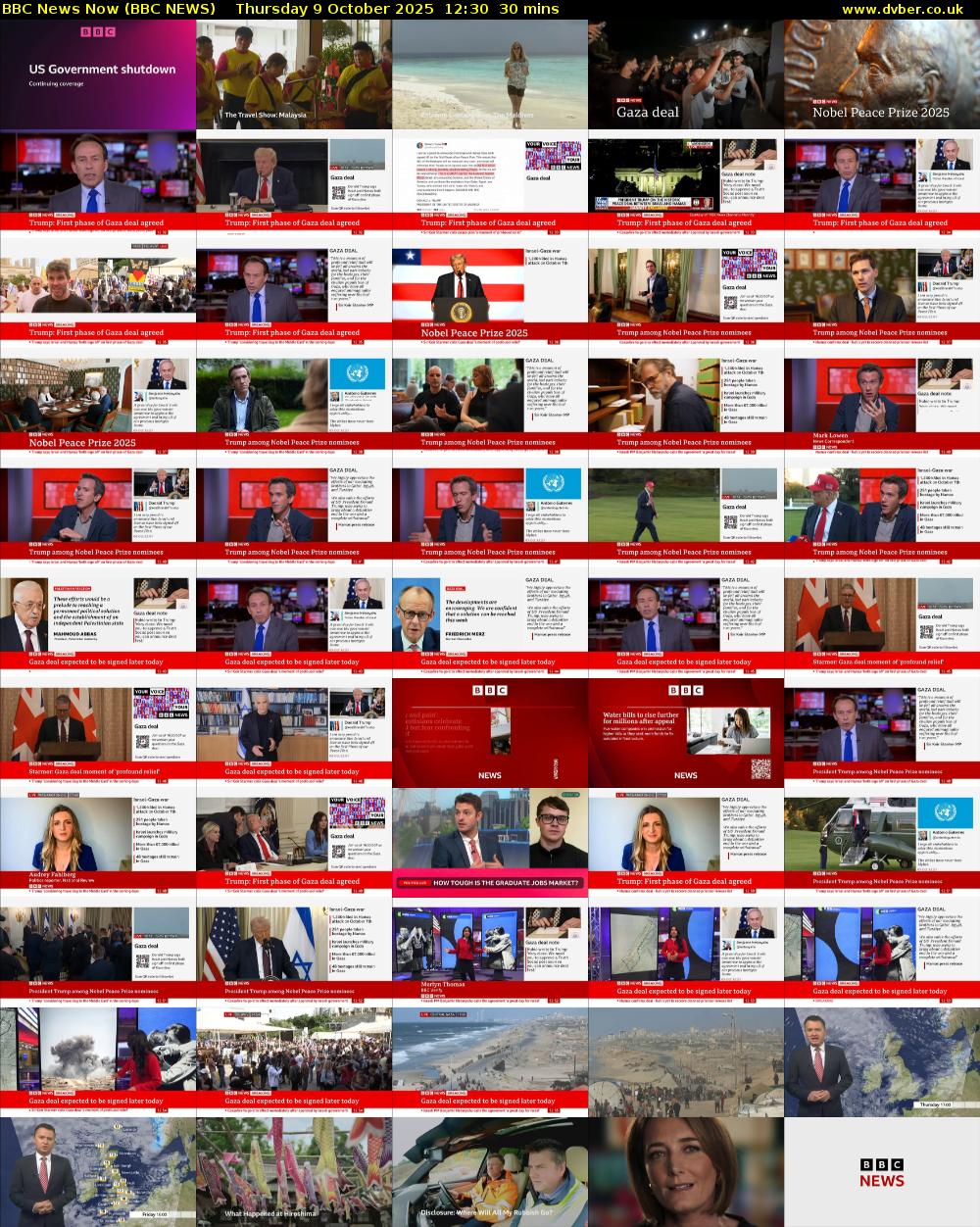 BBC News Now (BBC NEWS) Thursday 9 October 2025 12:30 - 13:00
