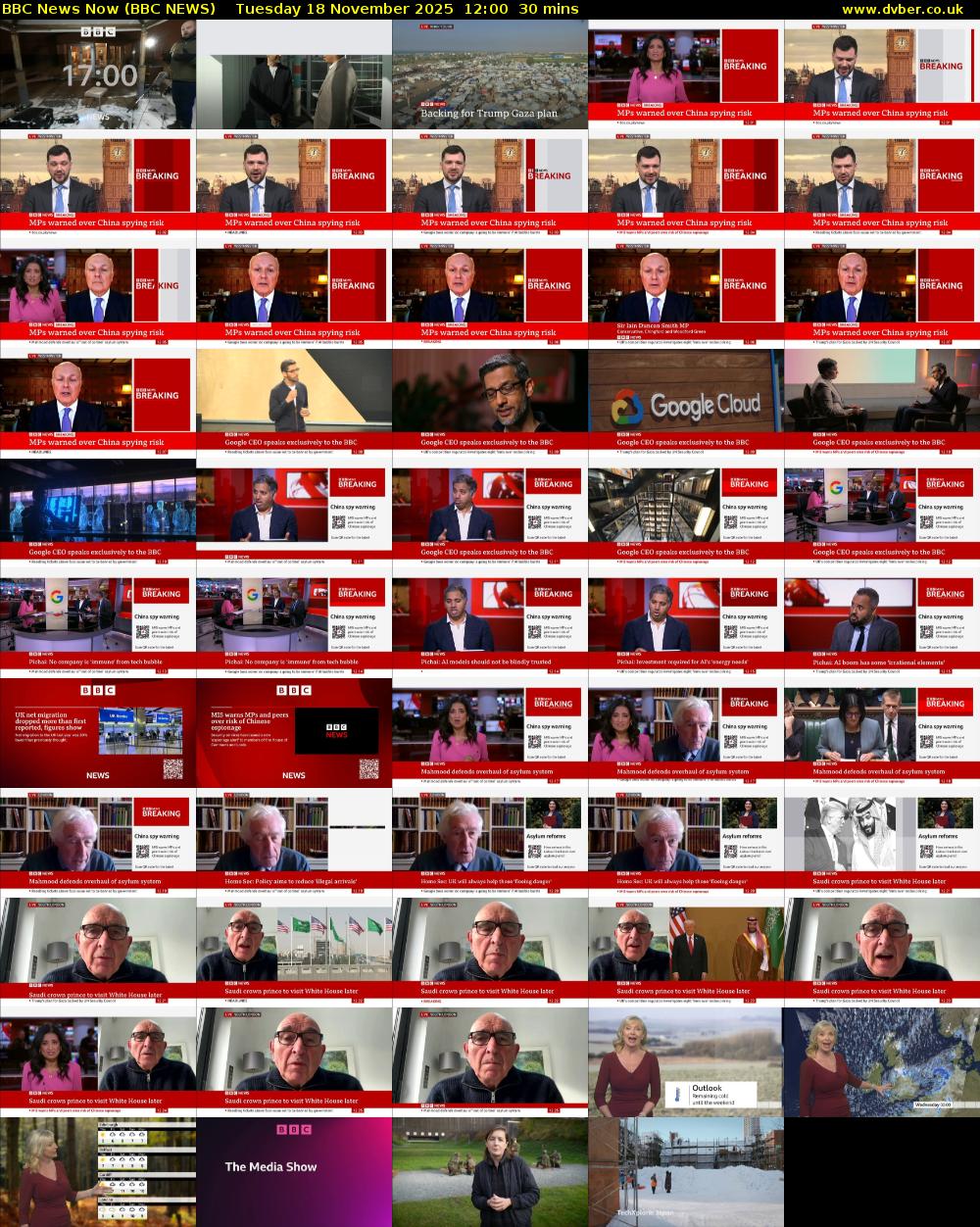 BBC News Now (BBC NEWS) Tuesday 18 November 2025 12:00 - 12:30