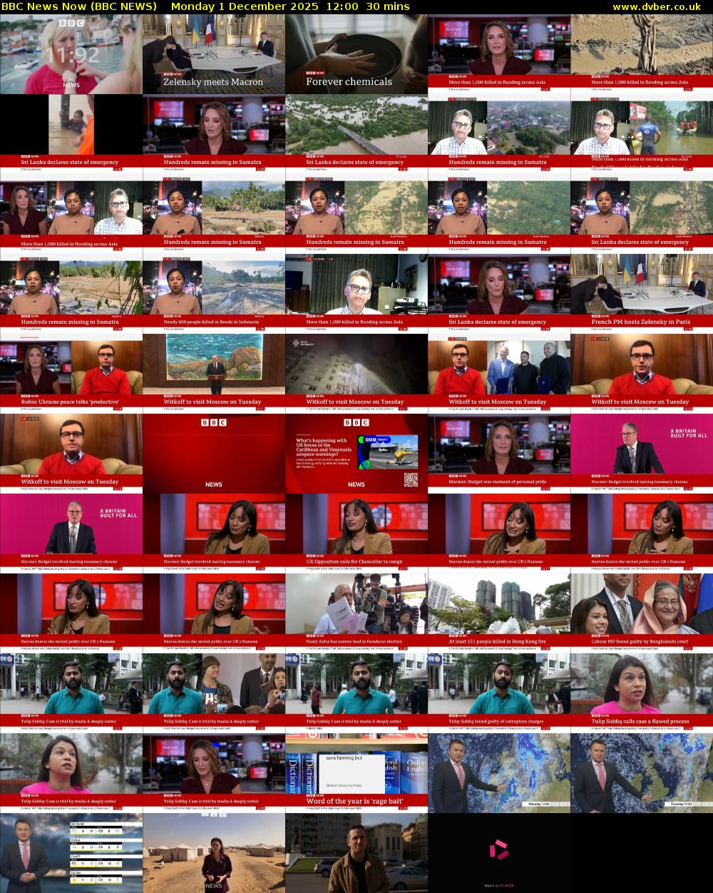 BBC News Now (BBC NEWS) Monday 1 December 2025 12:00 - 12:30
