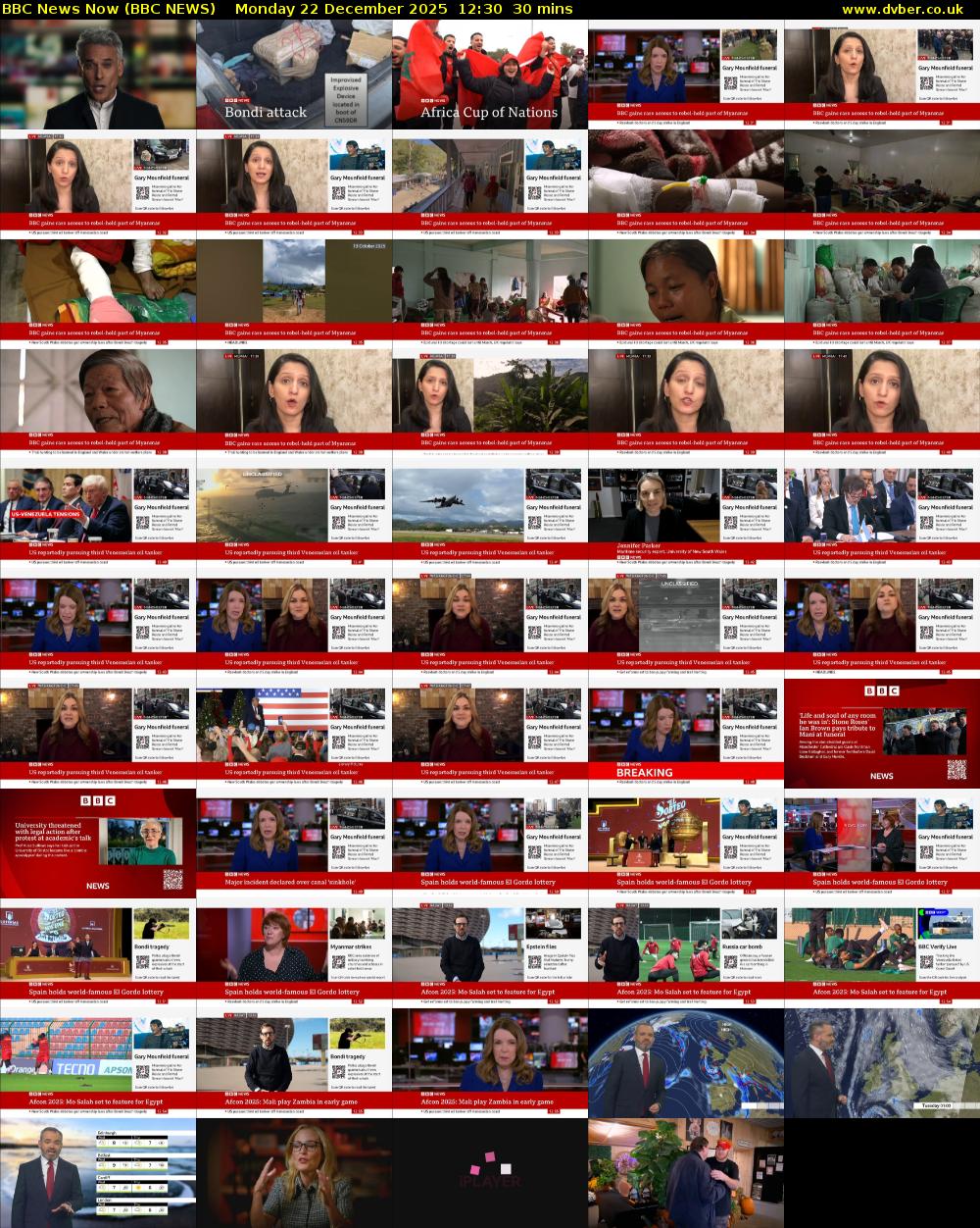 BBC News Now (BBC NEWS) Monday 22 December 2025 12:30 - 13:00