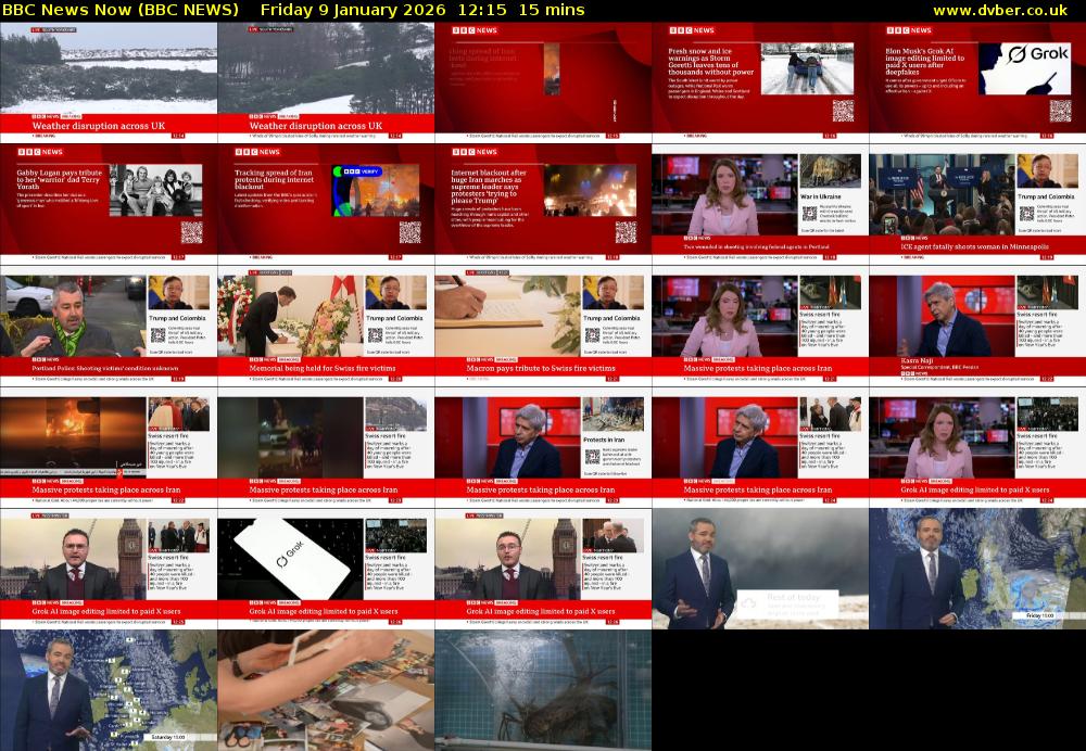 BBC News Now (BBC NEWS) Friday 9 January 2026 12:15 - 12:30