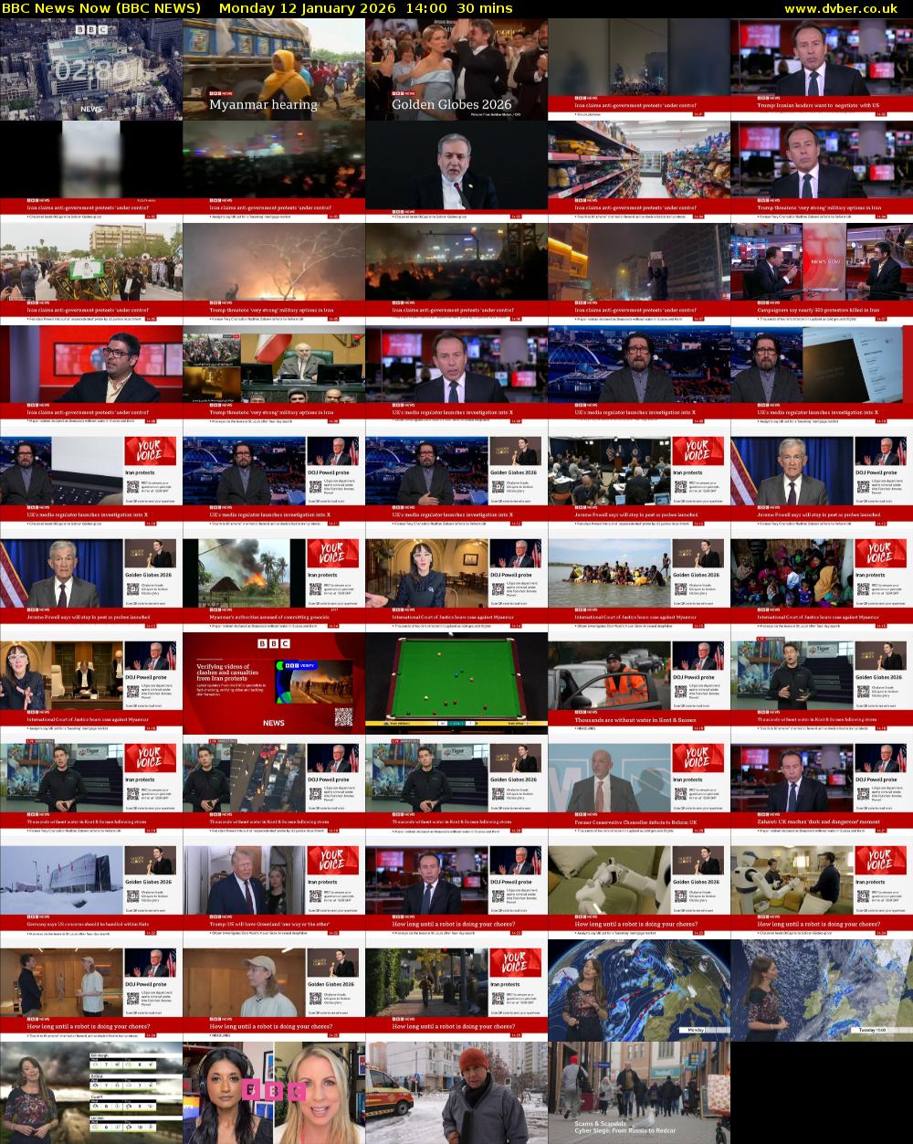 BBC News Now (BBC NEWS) Monday 12 January 2026 14:00 - 14:30