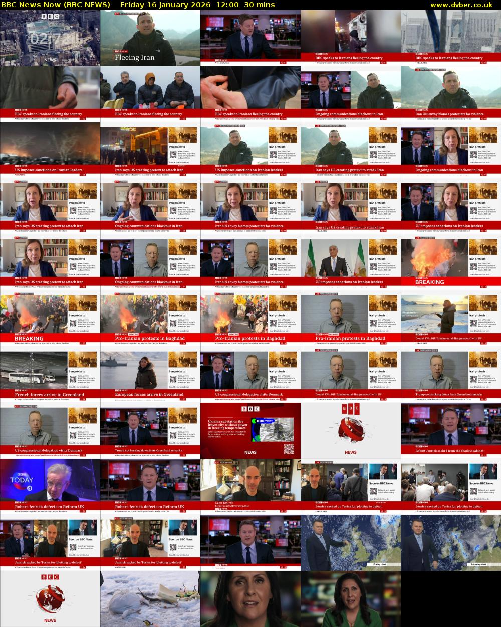 BBC News Now (BBC NEWS) Friday 16 January 2026 12:00 - 12:30