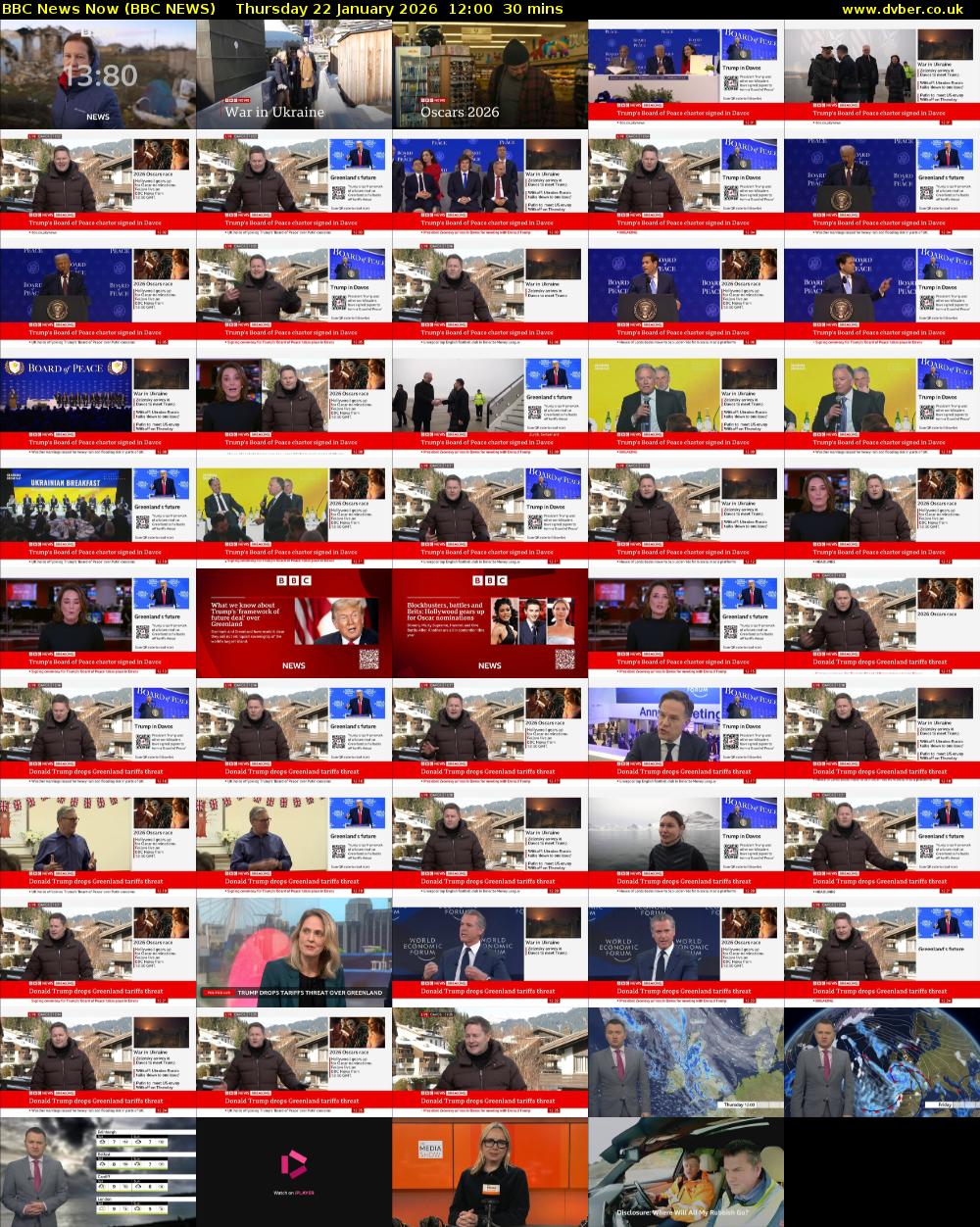 BBC News Now (BBC NEWS) Thursday 22 January 2026 12:00 - 12:30