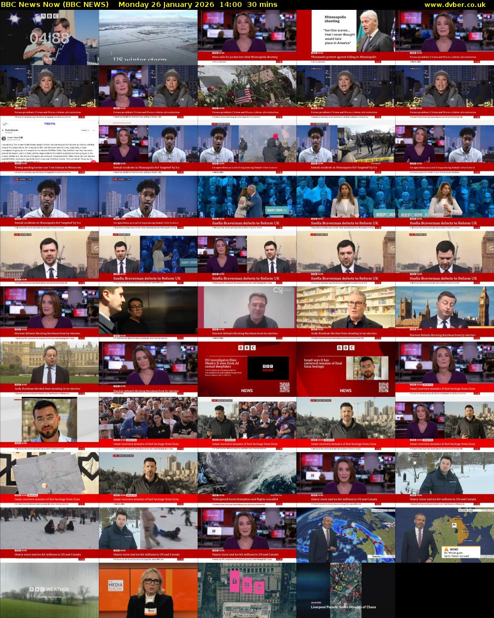 BBC News Now (BBC NEWS) Monday 26 January 2026 14:00 - 14:30