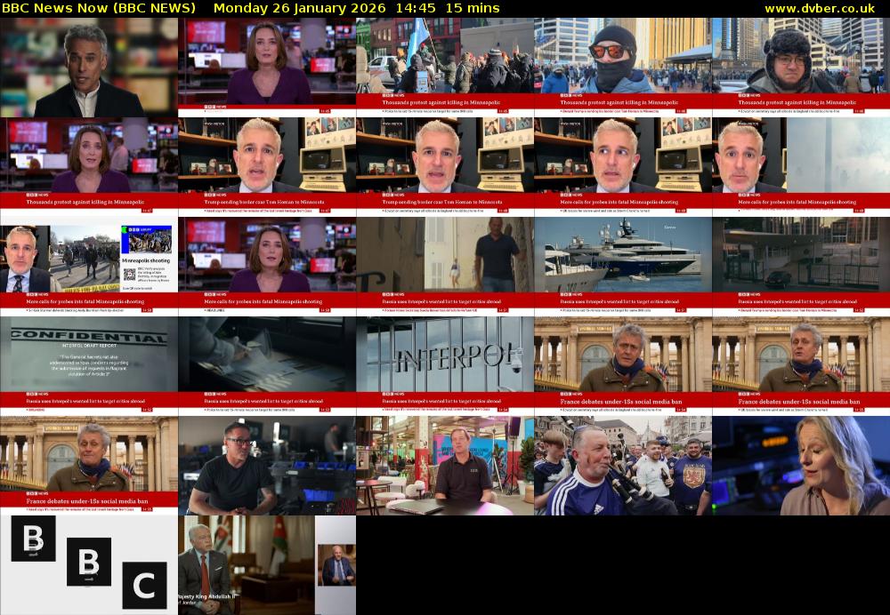 BBC News Now (BBC NEWS) Monday 26 January 2026 14:45 - 15:00