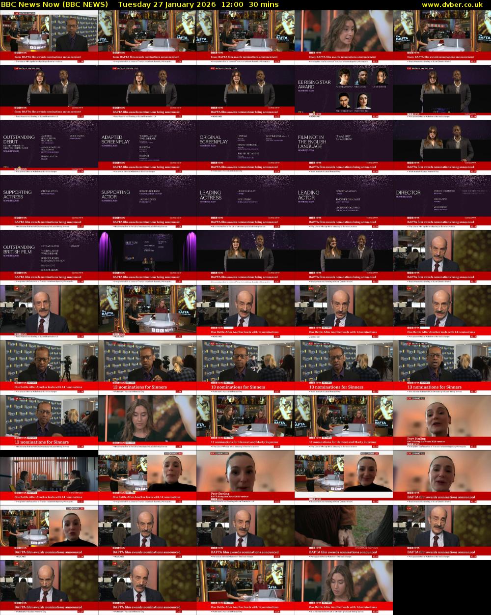 BBC News Now (BBC NEWS) Tuesday 27 January 2026 12:00 - 12:30