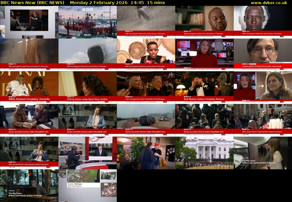 BBC News Now (BBC NEWS) Monday 2 February 2026 14:45 - 15:00