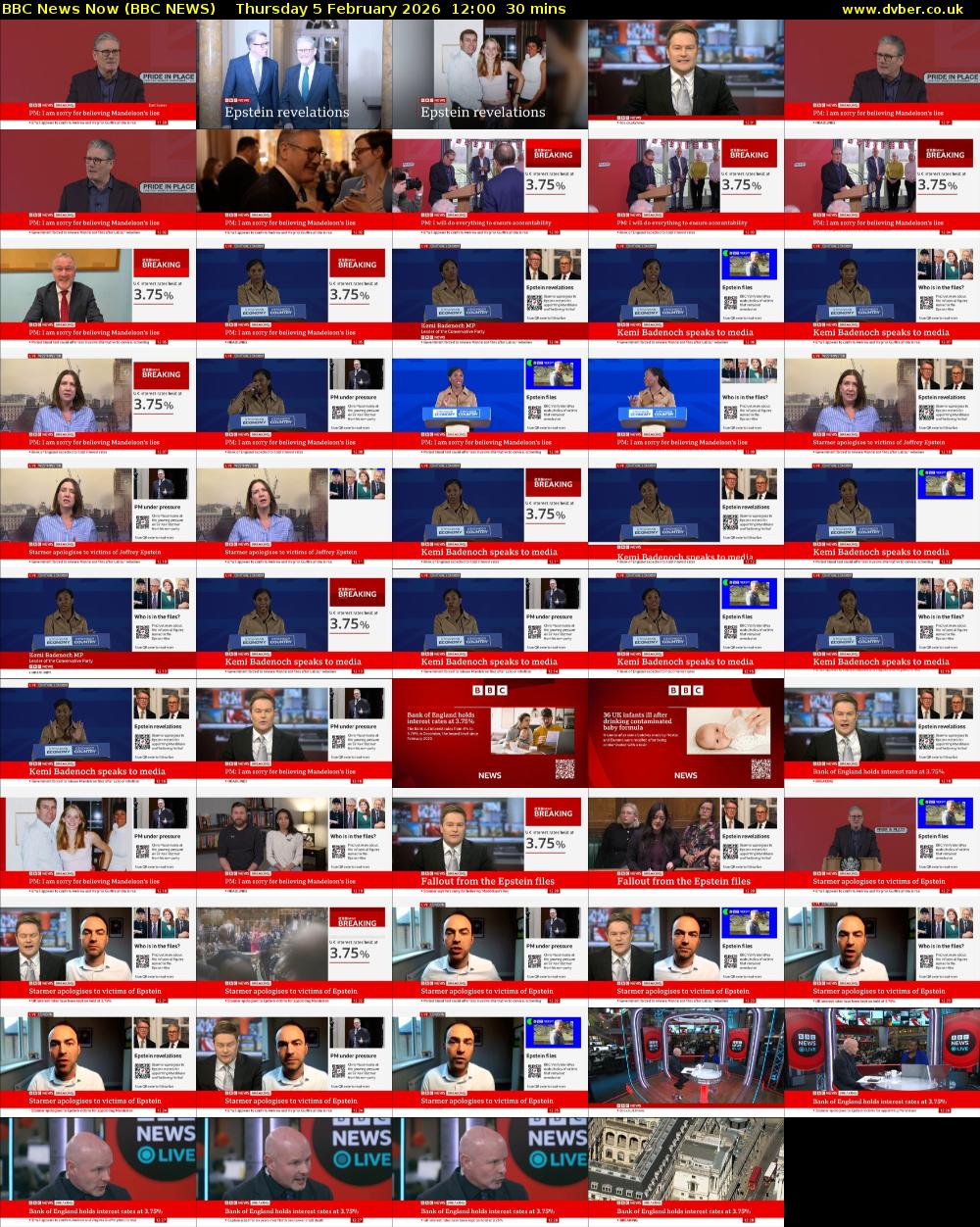 BBC News Now (BBC NEWS) Thursday 5 February 2026 12:00 - 12:30