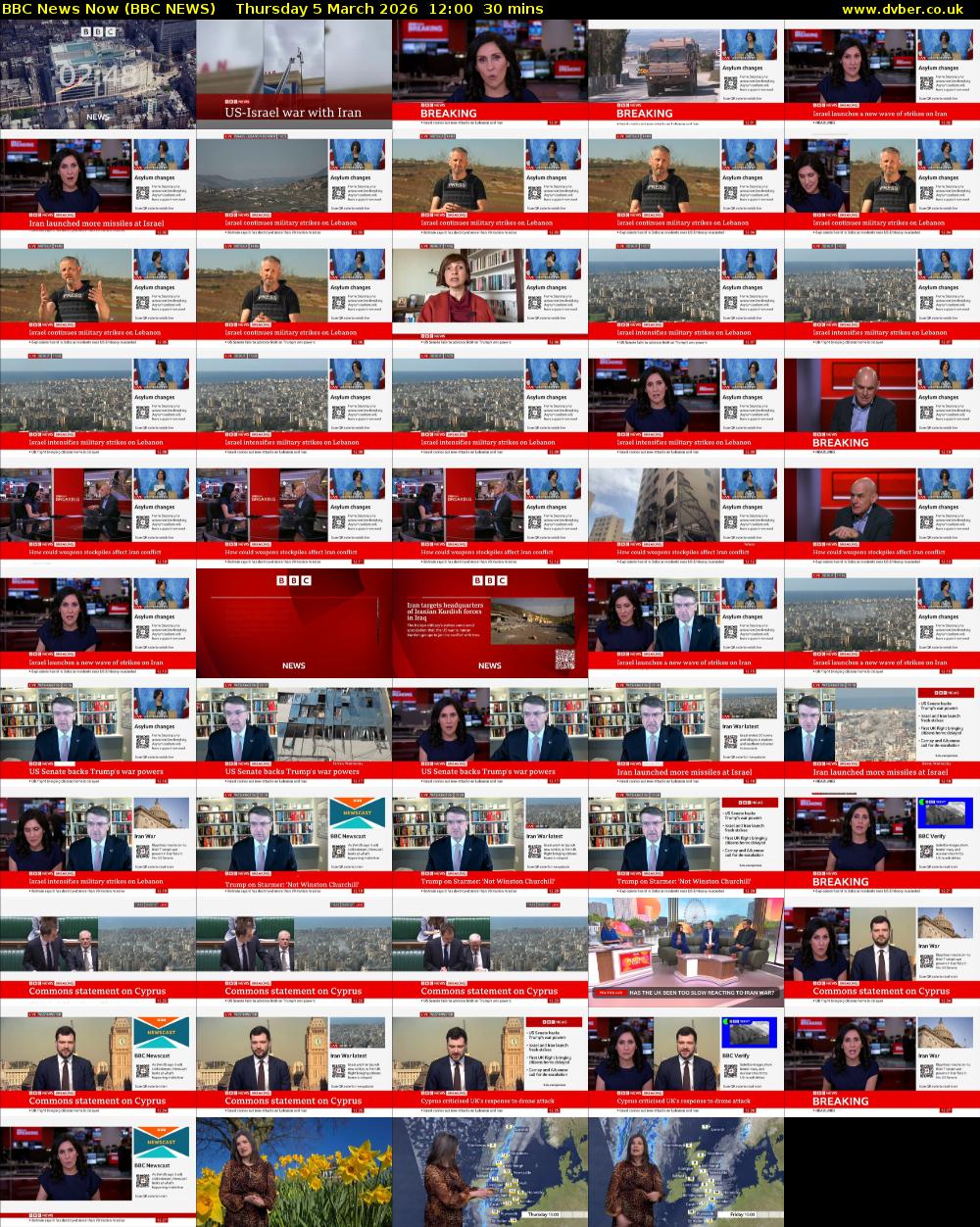 BBC News Now (BBC NEWS) Thursday 5 March 2026 12:00 - 12:30