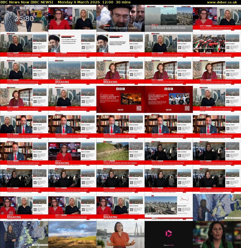 BBC News Now (BBC NEWS) Monday 9 March 2026 12:00 - 12:30