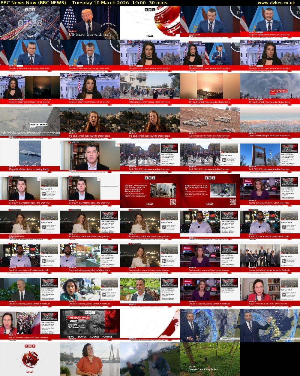 BBC News Now (BBC NEWS) Tuesday 10 March 2026 14:00 - 14:30