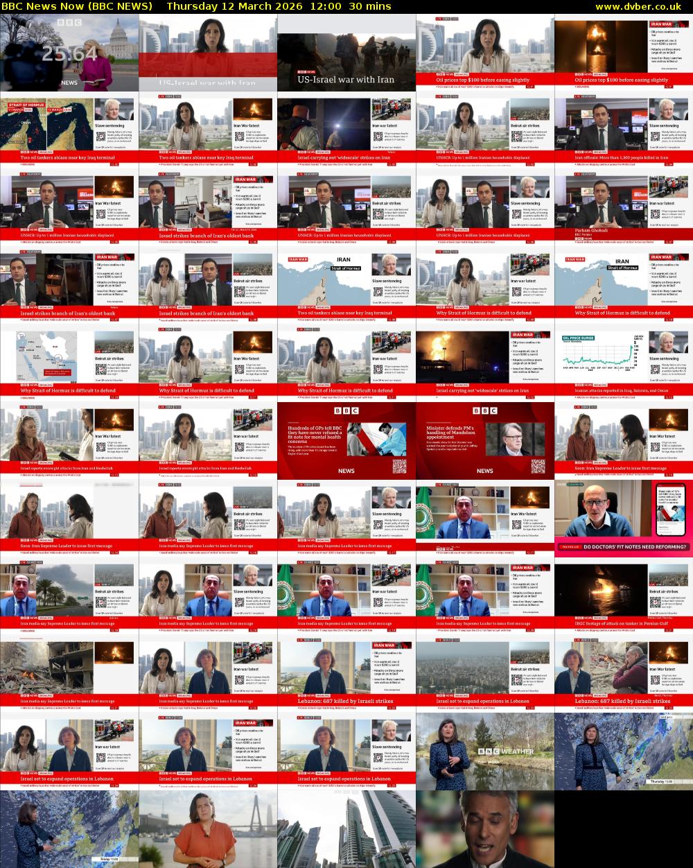 BBC News Now (BBC NEWS) Thursday 12 March 2026 12:00 - 12:30