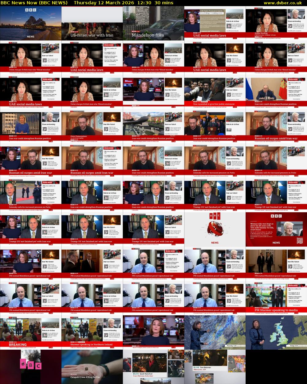 BBC News Now (BBC NEWS) Thursday 12 March 2026 12:30 - 13:00