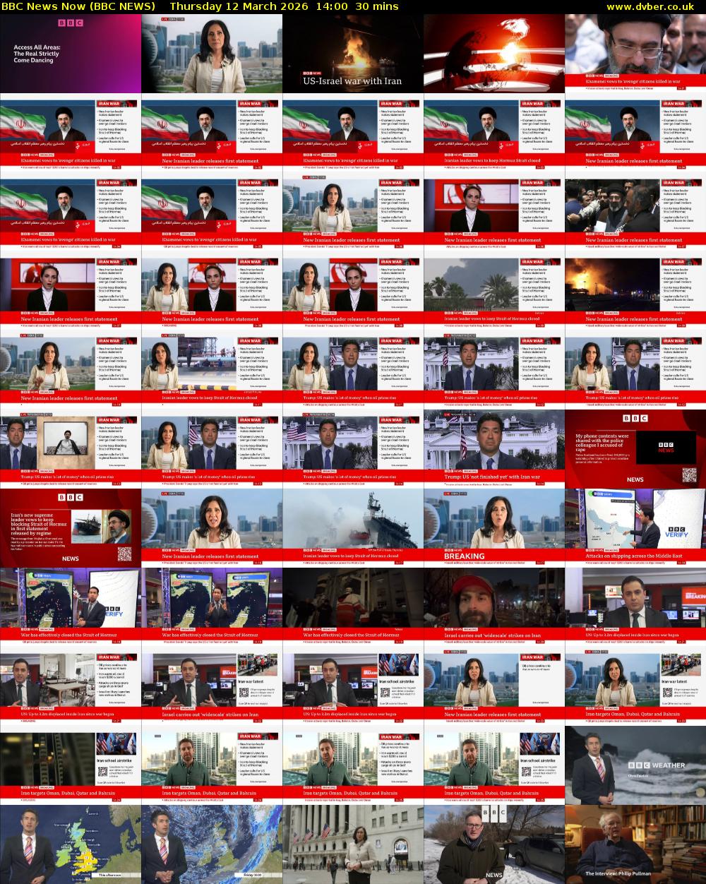 BBC News Now (BBC NEWS) Thursday 12 March 2026 14:00 - 14:30