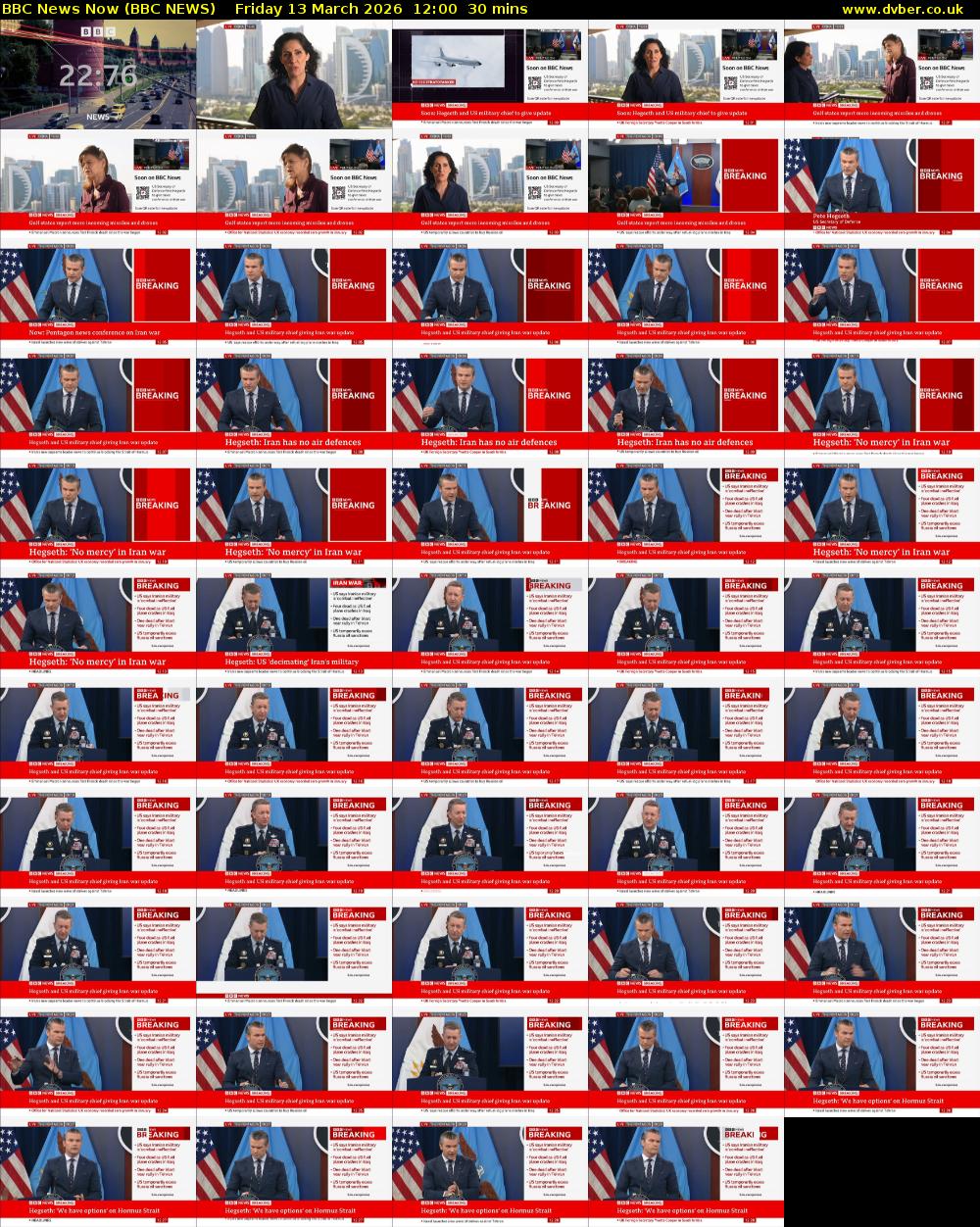 BBC News Now (BBC NEWS) Friday 13 March 2026 12:00 - 12:30