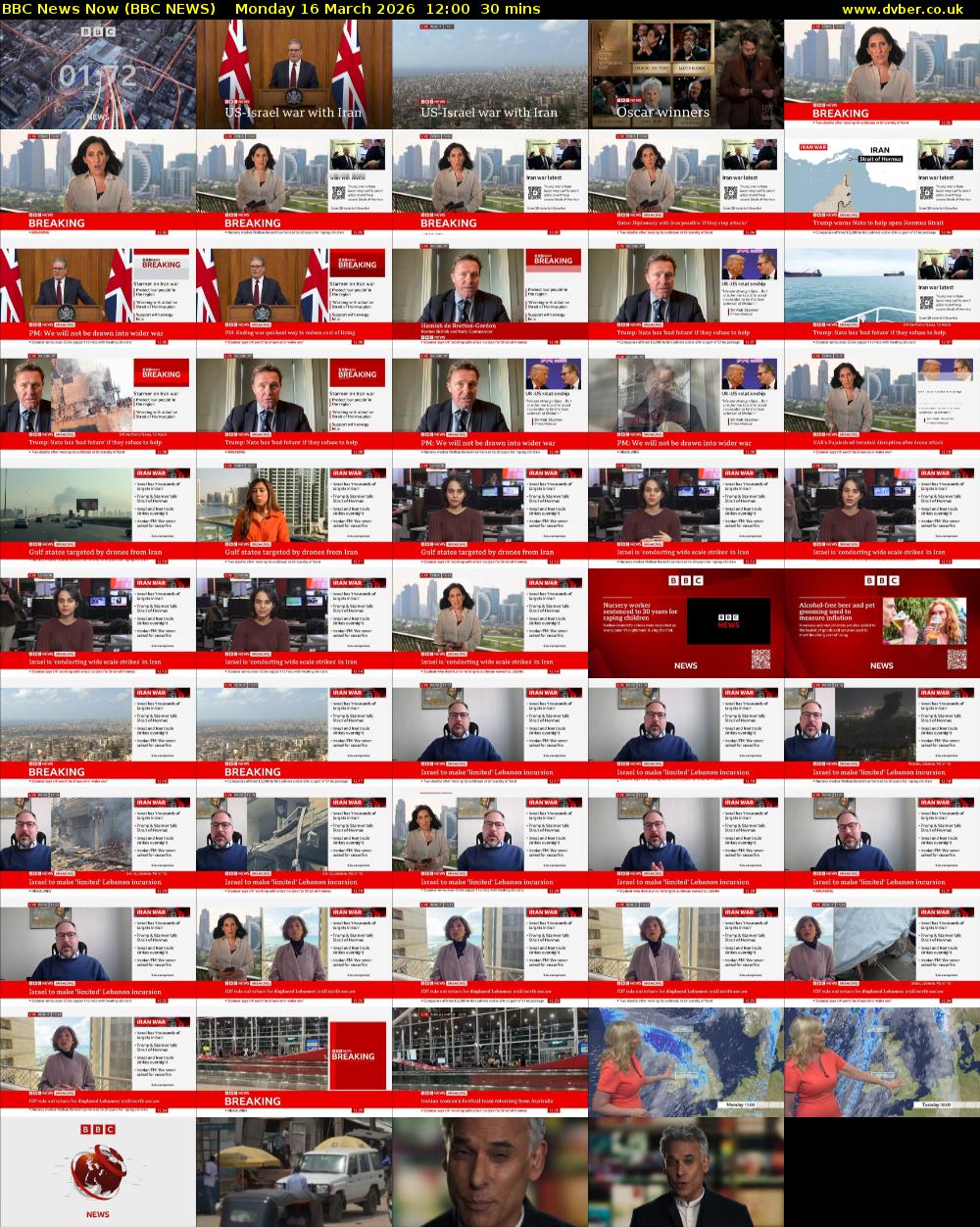 BBC News Now (BBC NEWS) Monday 16 March 2026 12:00 - 12:30