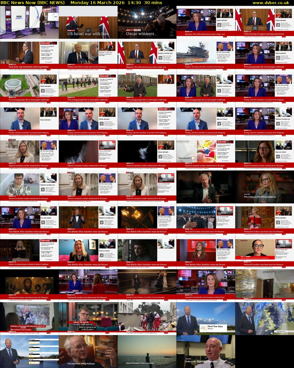 BBC News Now (BBC NEWS) Monday 16 March 2026 14:30 - 15:00