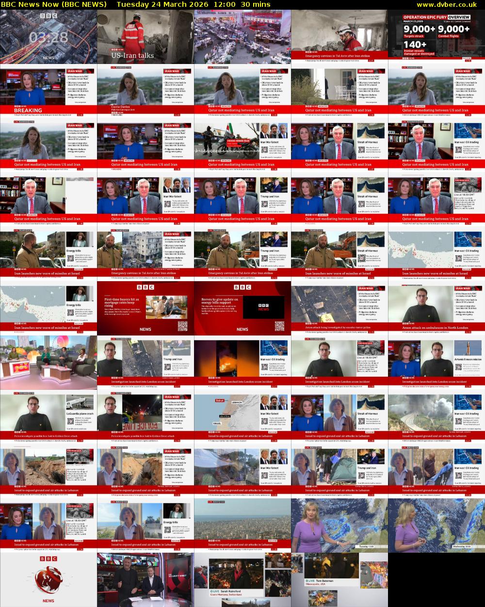 BBC News Now (BBC NEWS) Tuesday 24 March 2026 12:00 - 12:30