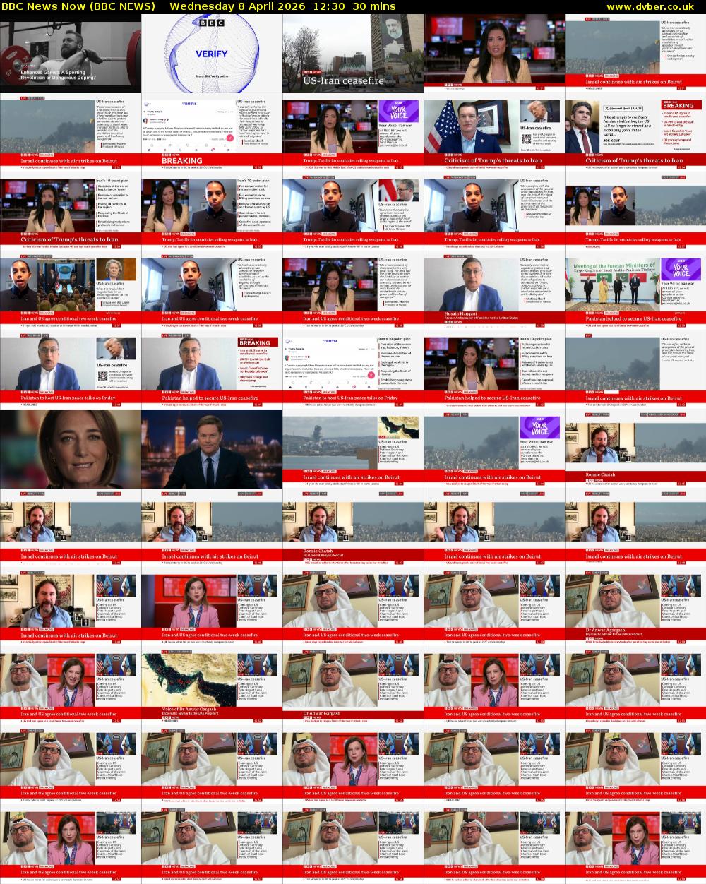 BBC News Now (BBC NEWS) Wednesday 8 April 2026 12:30 - 13:00