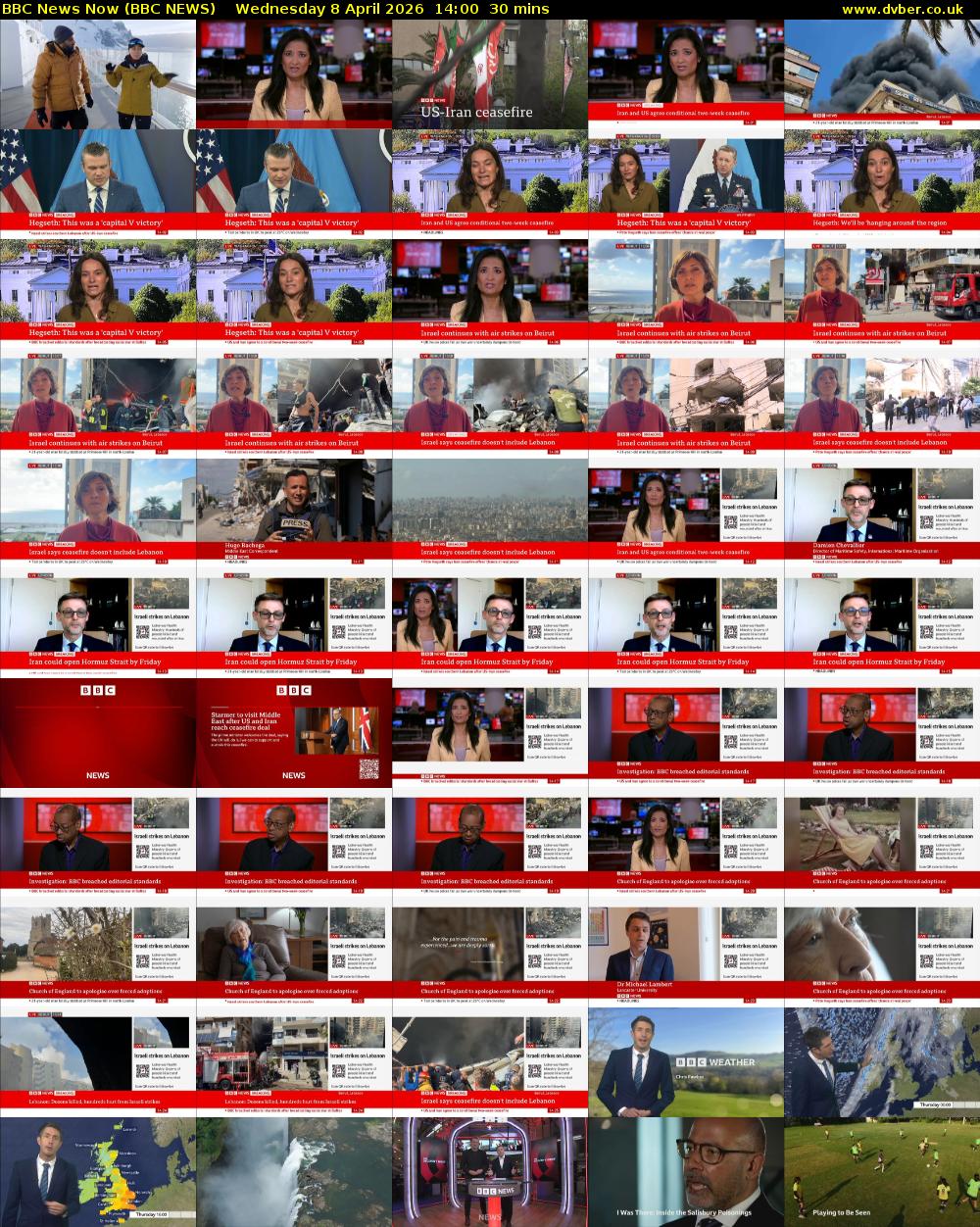 BBC News Now (BBC NEWS) Wednesday 8 April 2026 14:00 - 14:30